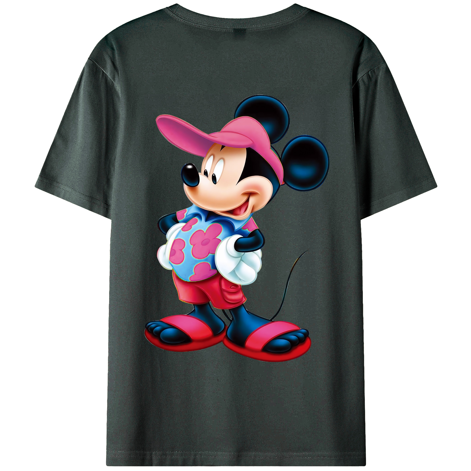 （画像用） ミッキーマウス Mickey Mouse 綿100％ メンズ半袖Tシャツ（バックプリント） 通気性